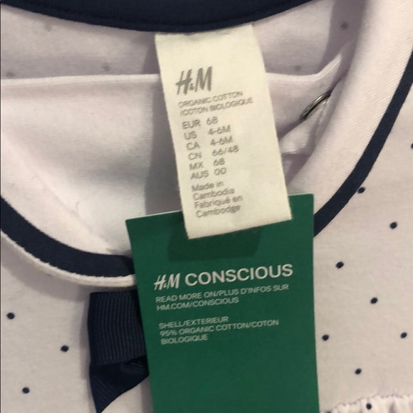 H&M conscious baby girl 4-6 month sailor dress NWT - Picture 2 of 2